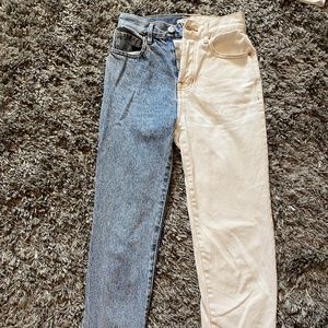 PacSun, size 23, high waisted, slim fit, two tone jeans.